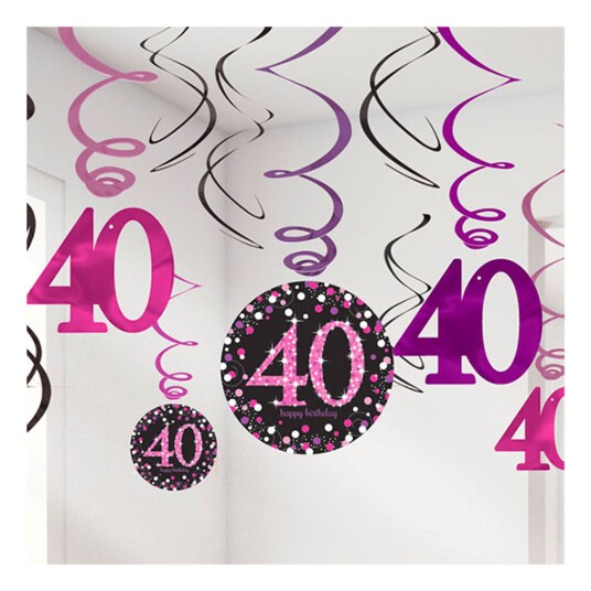 Amscan International Swirls 40 Rosa Hengende Dekorasjon - 12-pakning Amscan International Swirls 40 Rosa Hengende Dekorasjon - 12-pakning