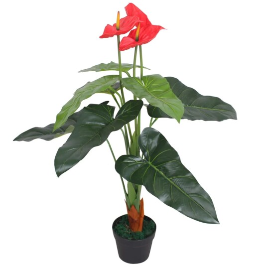 vidaXL Kunstig flamingoblomst med potte 90 cm rød og gul vidaXL Kunstig flamingoblomst med potte 90 cm rød og gul