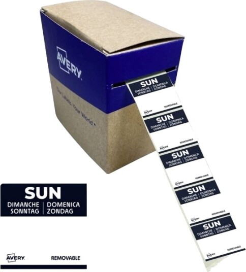 Avery Dagetiketter Sun 25 X 25 Mm Svarte Skrivbare Linjer Runde Hjørner Avtakbar   1 Stk Dlssunrev 1000