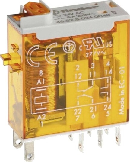 Finder 46.52.8.024.0040 Relé 24 V/Ac 8 A 2 Omkoblere 10 Stk Tray