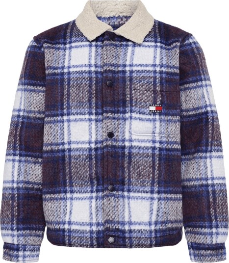 Tommy Jeans Tjm Teddy Collar Brushed Shacket DARK BLUE CHECK L
