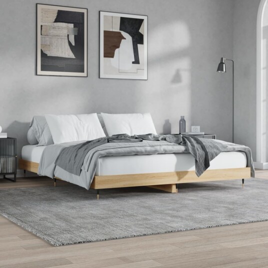 vidaXL Sengeramme sonoma eik 120x200 cm konstruert tre