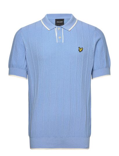Lyle & Scott Tipped Pique Knitted Polo Blue XL