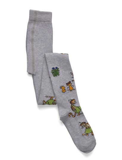 Geggamoja Pettson & Findus Stockings Grey Melange Grey 122/128