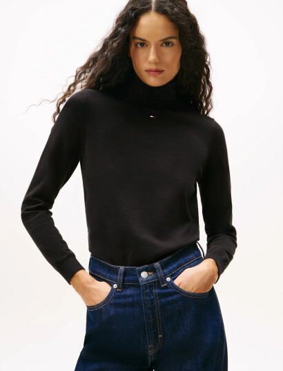 Tommy Jeans Tjw Essential Trtlnk Sweater - Black - S