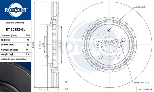 Bremseskive ROTINGER RT 20952-GL