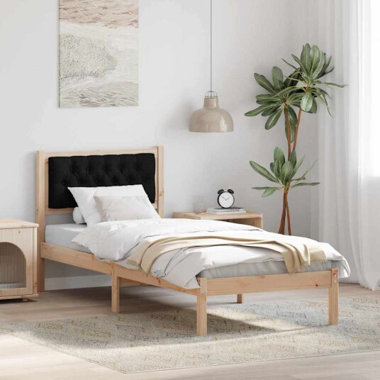  Sengestamme med hodegjerde Svart 90 x 190 cm Massiv furu