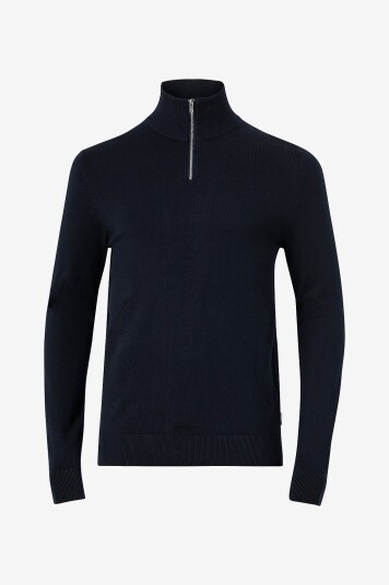 Lindbergh Genser Half Zip Melange Knit Blå