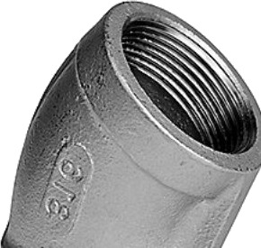 Støbt Vinkel 45Gr 1/2 Muffe/Muffe. Rustfri Kvalitet Aisi 316