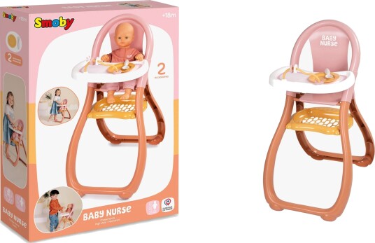 Smoby Baby Nurse Highchair - Pink - ONE SIZE Smoby Baby Nurse Highchair - Pink - ONE SIZE