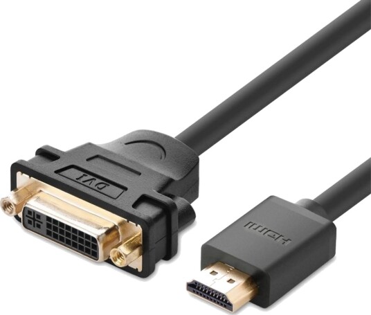 Ugreen kabeladapter DVI 24 + 5 pins hunn til HDMI hann, 22 cm - svart