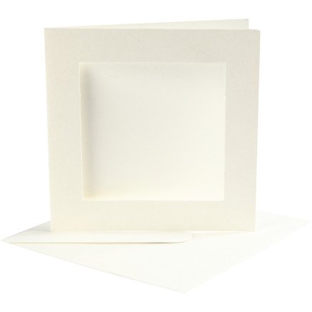 Diverse Passepartoutkort med konvolutt kort str 12,5x12,5 cm konvolutt str 13,5x13,5 cm råhvit 10 sett 1 pk