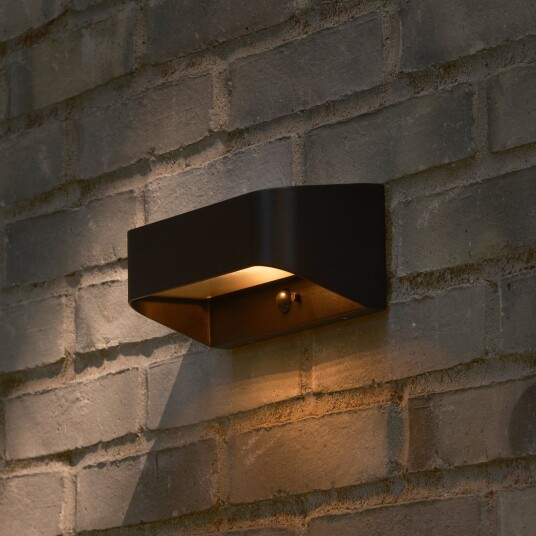 Marcellio LED-solcelledrevet utendørs vegglampe, svart, med sensor – Nordlux - Balkong - Moderne - Aluminium - Kantet
