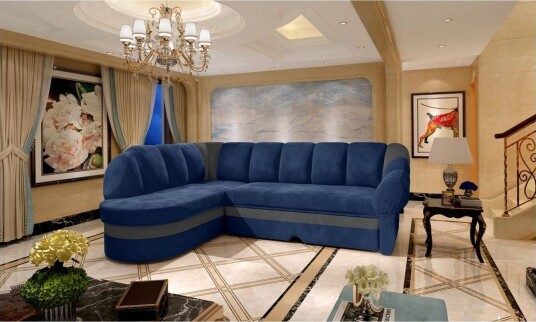 Seksjon Eltap Benano 250x85x180 cm Kronos 09 Paros 06 Mørkeblå Grå Venstre