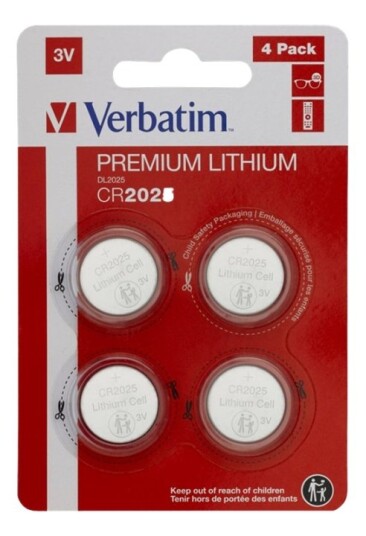 Verbatim CR2025 Litiumbatteri 3V 4-Pakning for Universale Bruk