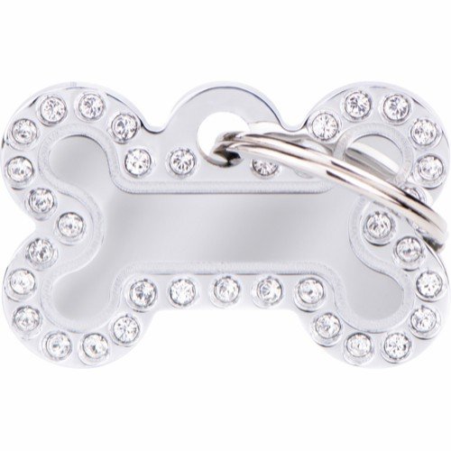 Kattinorge Myfamily Glam Bein Strass ID-merke 30x19 mm Sølv med diamanter