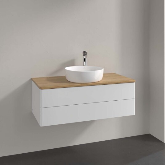 Villeroy & Boch  Antao Servantskap med 2 skuffer 100x50x36 cm u/lys Hvit Blank/Eik