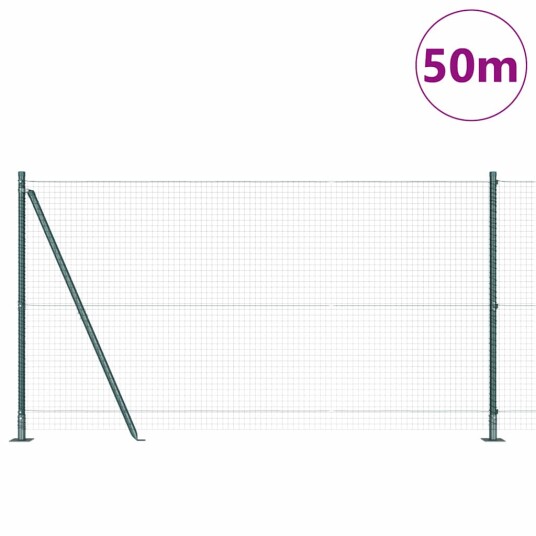  sveiset trådsgjerde med 13 flensede søyler Grønn 1,2x50 m Stål