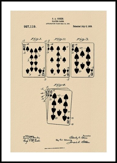 Playing Cards Patent 1909 Plakat Plakat / 40x50cm