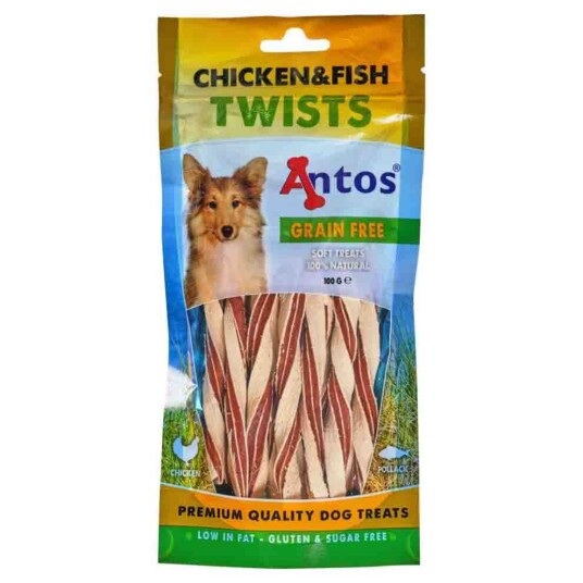 Antos Hundesnacks Kylling Og Fisketwists 100G