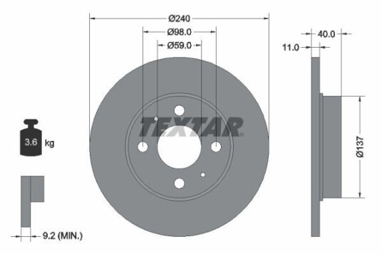 Bremseskive TEXTAR 92061103