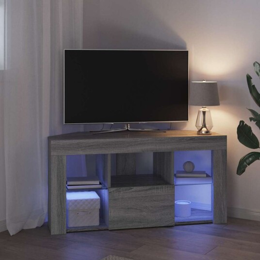 Hjørne LED TV skap Grå Sonoma 106 x 40 x 50 cm Konstruert tre Hjørne LED TV skap Grå Sonoma 106 x 40 x 50 cm Konstruert tre