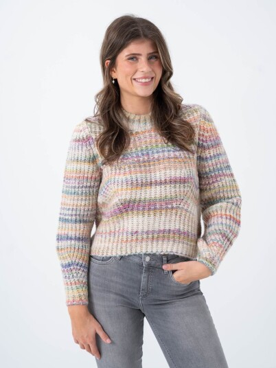 Only Carma Long Sleeve Pullover Knit Beige M