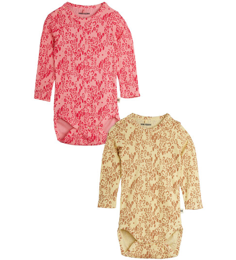 Mini Rodini Mini Leopard Aop 2-Pack Ls Body - Multi/patterned - 68/74