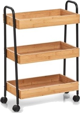 Zeller Sidevogn I Bambus/Metal, Svart, 50X28x70 Cm