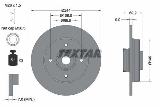 Bremseskive TEXTAR 92305403 Bremseskive TEXTAR 92305403