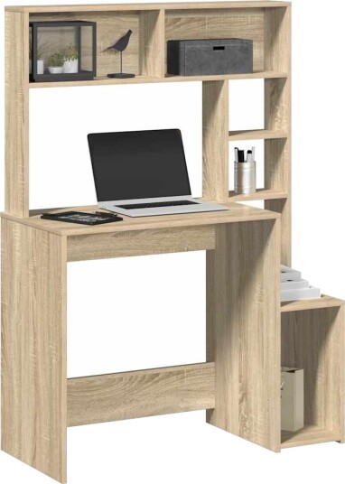 Skrivebord med hyller sonoma eik 100x45x140 cm konstruert tre