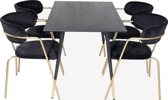 Venture Home Spisegruppe Dipp med 4 stk spisestoler Arrow Svart Venture Home Spisegruppe Dipp med 4 stk spisestoler Arrow Svart
