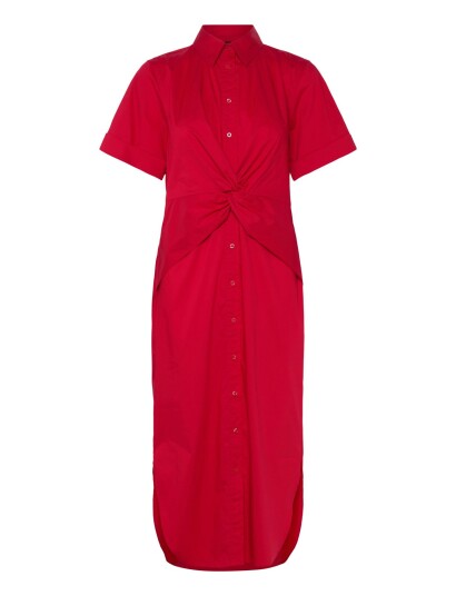 Lauren Ralph Lauren Twist Front Cotton Blend Shirtdress Red 36