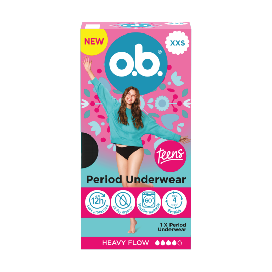 o.b. Menstruse Teens Str. XXS svart 1 stk. o.b. Menstruse Teens Str. XXS svart 1 stk.