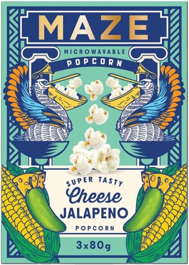 MAZE Popcorn Cheesy Jalapeno 3-pack 240g MAZE Popcorn Cheesy Jalapeno 3-pack 240g