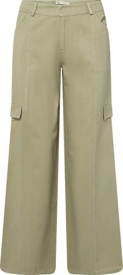 Mango Teen Wide Leg Cargo Jeans   BEIGE   KHAKI   M