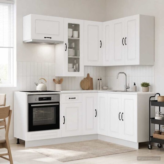 vidaXL Kjøkken enhet KALMAR 8 pcs Hvit Konstruert tre