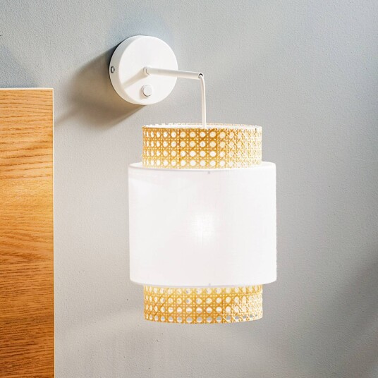 TK Lighting Boho-vegglampe hvit/rotting
