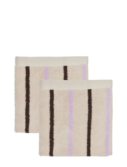 Oyoy Living Design Raita Wash Cloth Pack Of 2 Patterned PURPLE 30X30CM