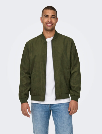 ONLY & SONS Onslucas Fake Suede Bomber Otw Noos - Khaki green - M ONLY & SONS Onslucas Fake Suede Bomber Otw Noos - Khaki green - M