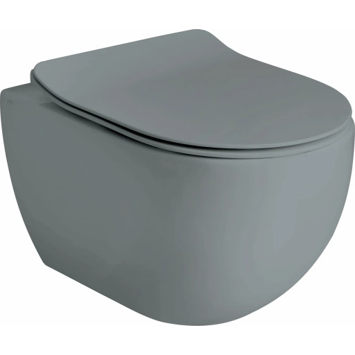 LAVABO GLOMP RIMLESS VEGGHENGT TOALETT MATT GRÅ LAVABO GLOMP RIMLESS VEGGHENGT TOALETT MATT GRÅ