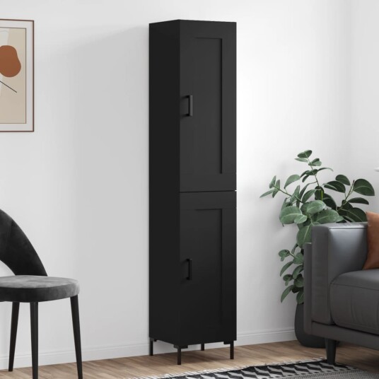 vidaXL Highboard svart 34,5x34x180 cm konstruert tre 8720845498726