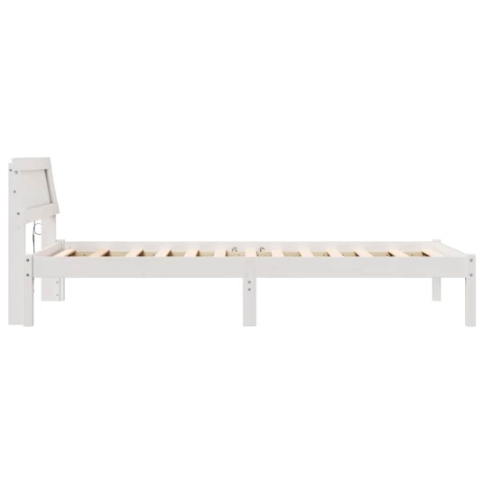  Sengestamme med LED  stripelys med hodegjerde Hvit 80 x 200 cm Furu tre
