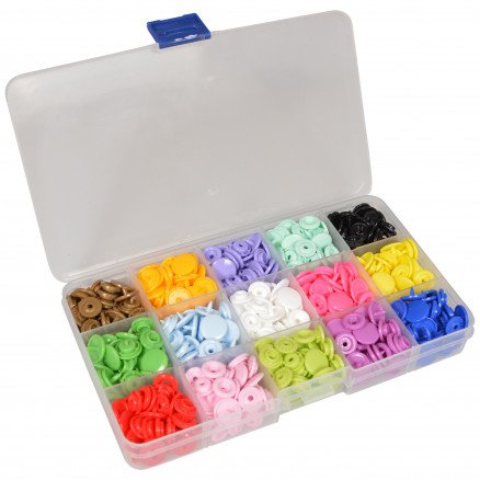 Infinity Hearts Trykknapper i Plastboks Plast 15 Ass farger 12mm 150 stk