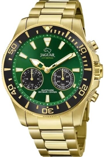 Jaguar Herreklokke J899/1 Connected Grønn/Gulltonet stål Ø45.7 mm