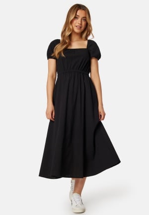 BUBBLEROOM Puff Sleeve Cotton Dress Black M