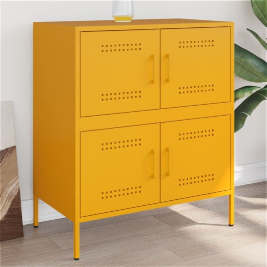 Skjenk sennepsgul 68x39x79 cm stål 8721102389177