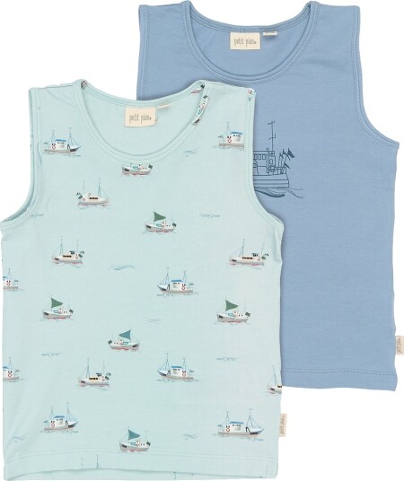 Petit Piao Ppstar Boys Undershirt 2 Pack Blue 110