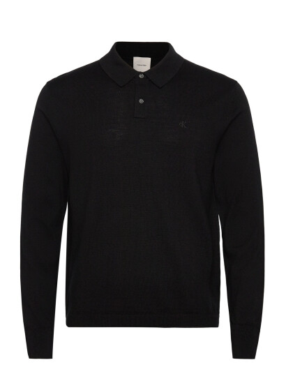 Calvin Klein Ls 100% Merino Polo 14Gg - Black - L