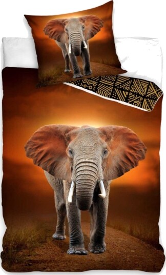 Elefant Sengetøj 140 X 200 100 Procent Bomuld